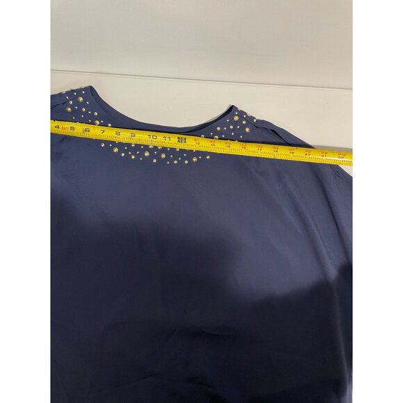 Lilly Pulitzer Navy Embellished Neckline Blouse S 100% Polyester - Picture 10 of 13